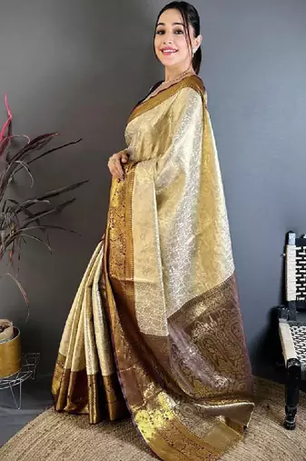 Woven design zari silk blend designer kanjeevaram saree