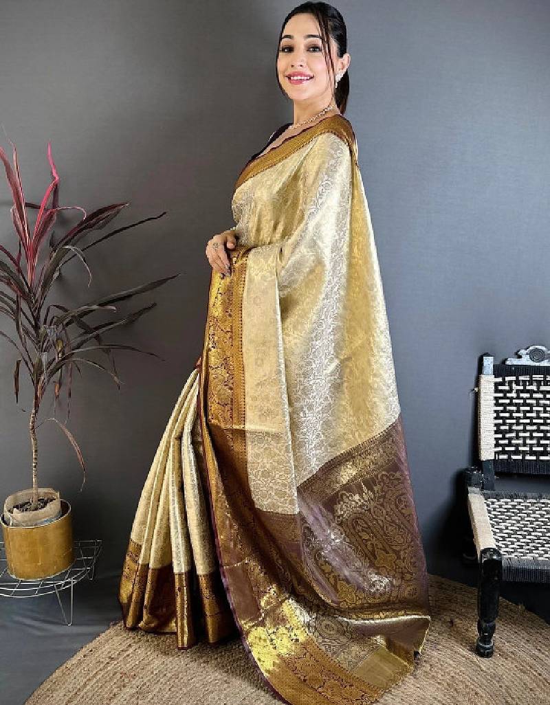 Woven design zari silk blend designer kanjeevaram saree