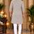 Men's grey textured cotton kurta with white pyjama set