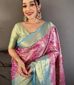 Woven design zari silk blend kanjeevaram saree