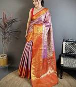 Woven design zari silk blend kanjeevaram saree