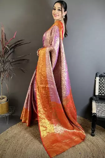 Woven design zari silk blend kanjeevaram saree