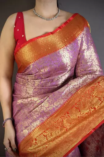 Woven design zari silk blend kanjeevaram saree