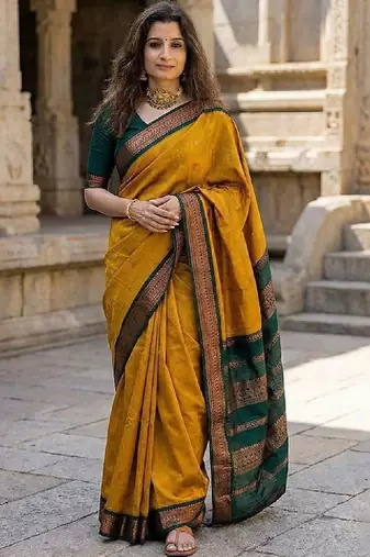 Woven design zari silk blend kanjeevaram saree