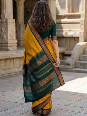 Woven design zari silk blend kanjeevaram saree 2