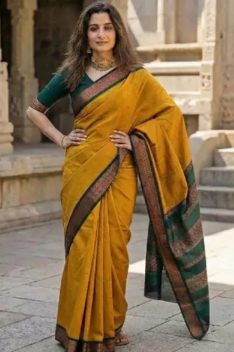 Woven design zari silk blend kanjeevaram saree