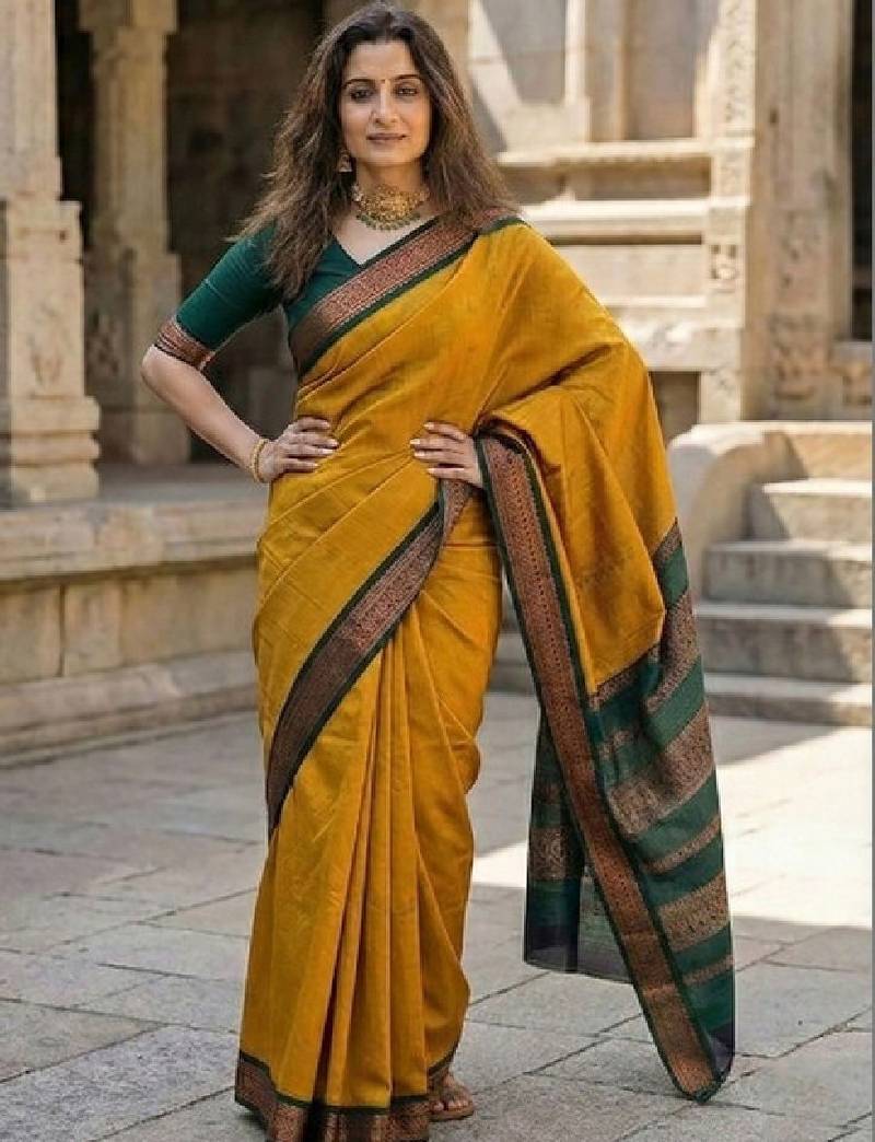 Woven design zari silk blend kanjeevaram saree