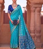 Ethnic motifs zari silk blend kanjeevaram saree