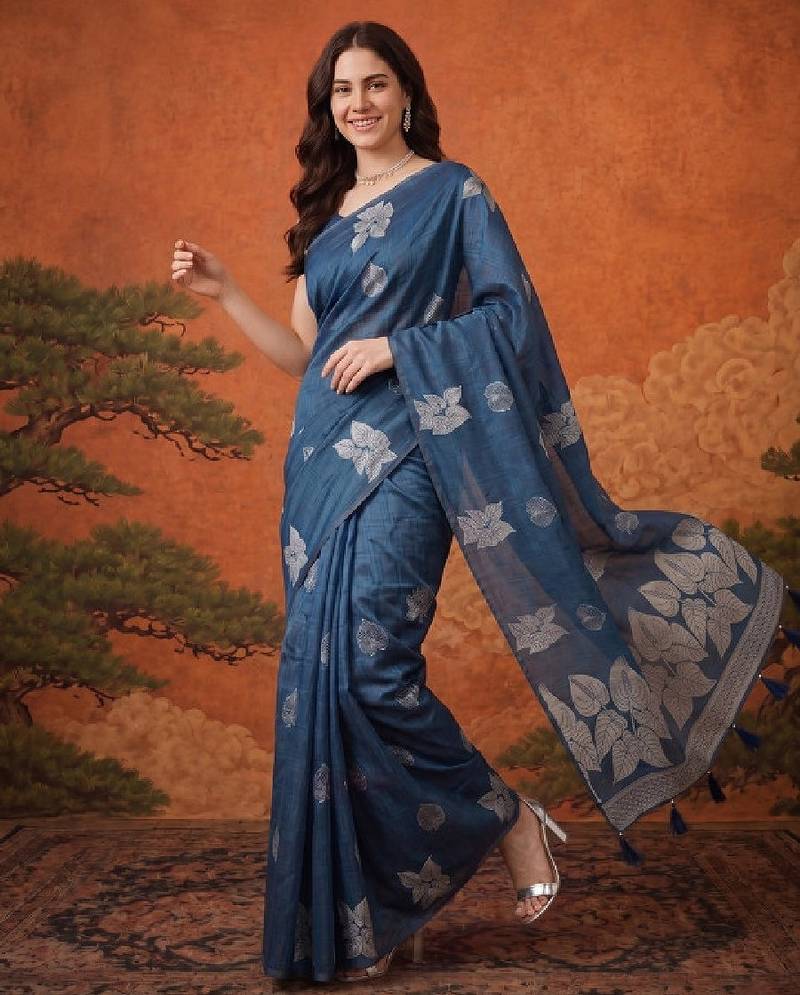 Floral zari pure cotton kanjeevaram saree