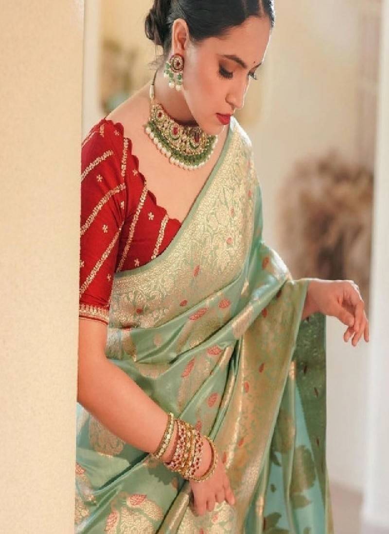 Woven design zari silk blend heavy work kanjeevaram saree