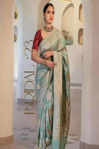 Woven design zari silk blend heavy work kanjeevaram saree