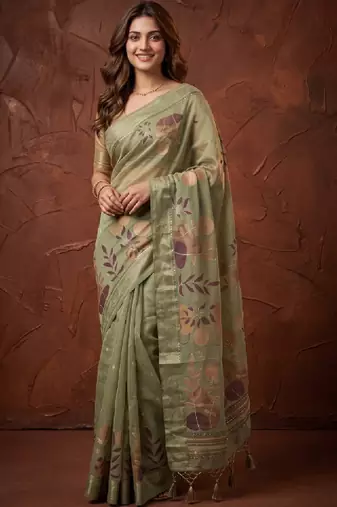 Floral silk blend designer kanjeevaram saree