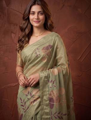 Floral silk blend designer kanjeevaram saree 2