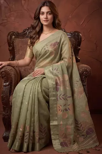 Floral silk blend designer kanjeevaram saree