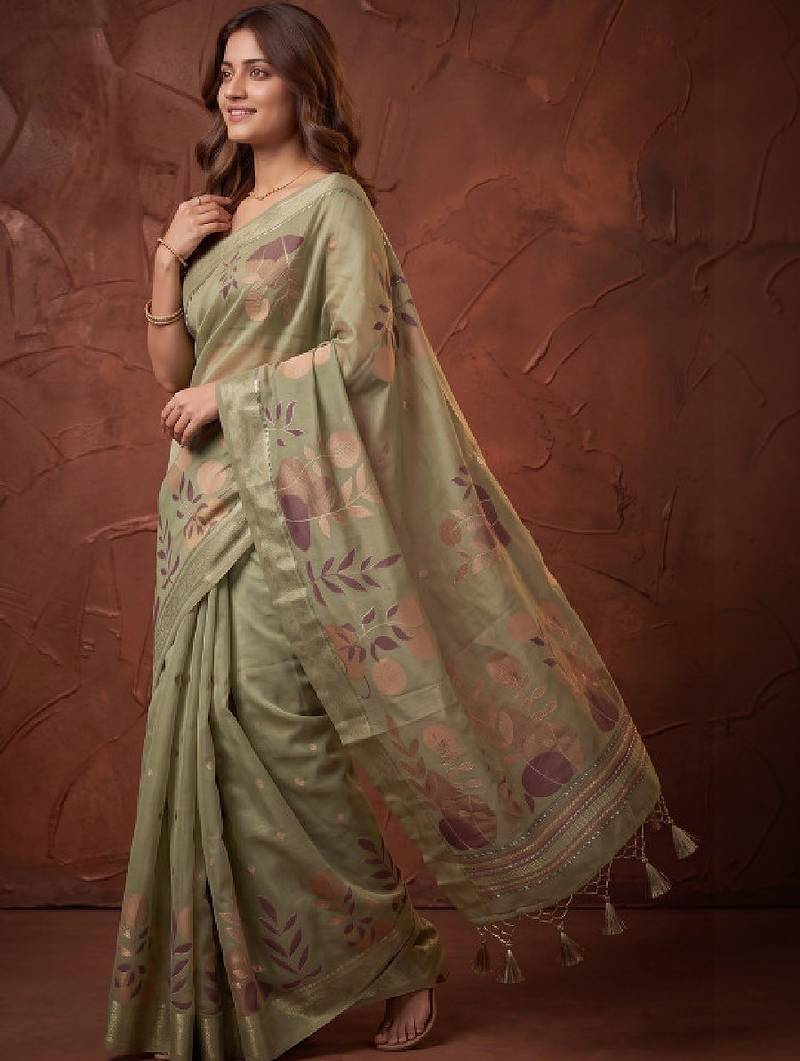 Floral silk blend designer kanjeevaram saree