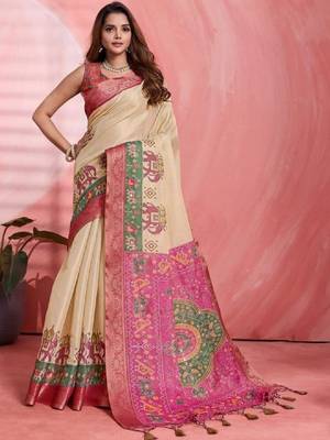 Woven design zari silk blend kanjeevaram saree 1