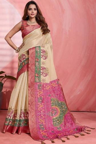 Woven design zari silk blend kanjeevaram saree