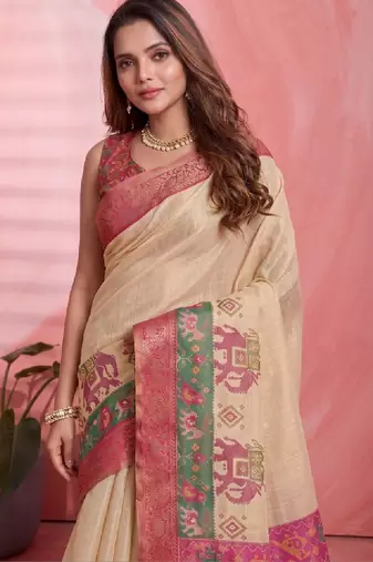 Woven design zari silk blend kanjeevaram saree