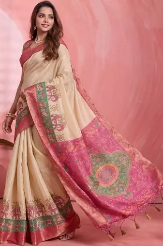 Woven design zari silk blend kanjeevaram saree