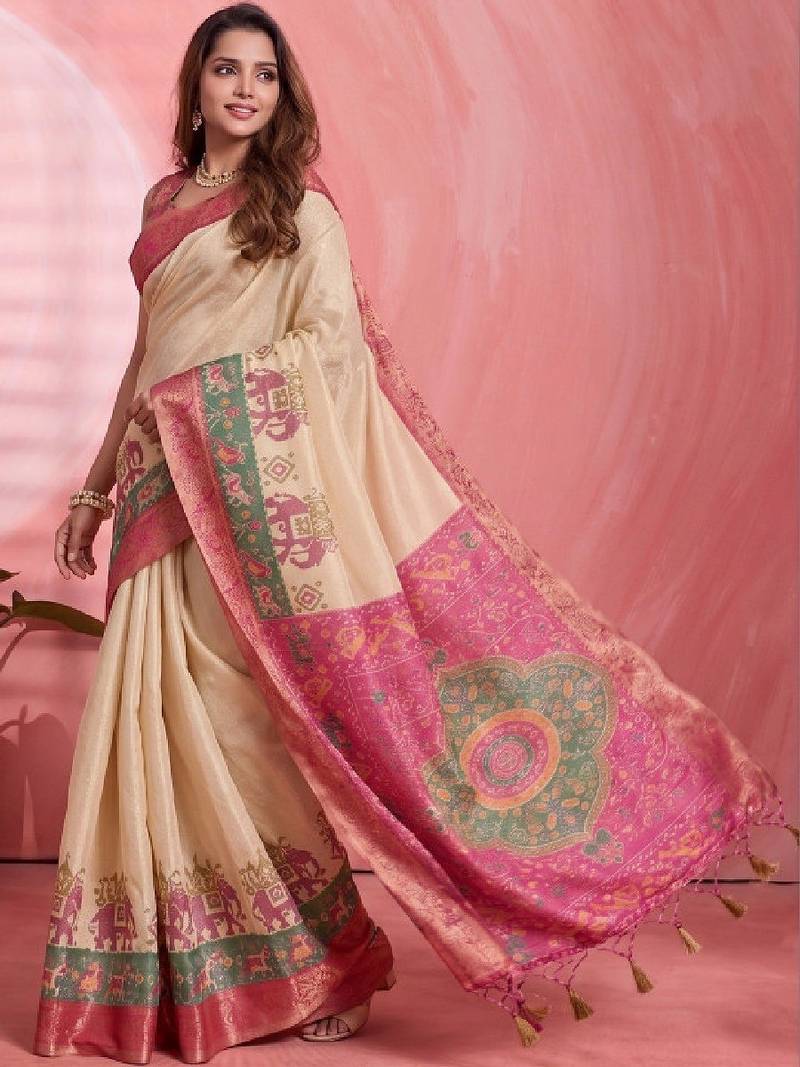 Woven design zari silk blend kanjeevaram saree