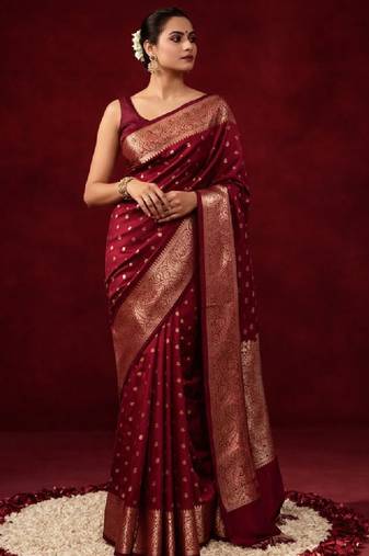 Woven design zari silk blend kanjeevaram saree