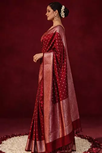 Woven design zari silk blend kanjeevaram saree