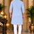 Men's light blue textured cotton kurta with white pyjama set