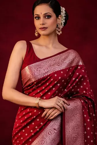 Woven design zari silk blend kanjeevaram saree