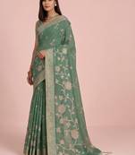 Floral zari silk blend kanjeevaram saree