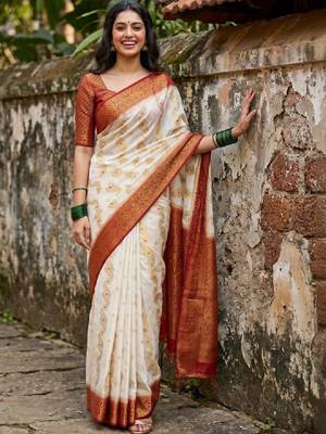 Woven design zari art silk designer kanjeevaram saree 1