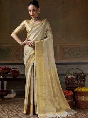 Ethnic motifs zari silk blend designer kanjeevaram saree 1