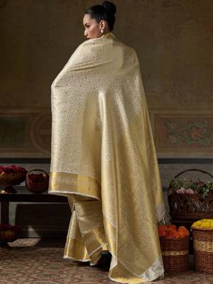 Ethnic motifs zari silk blend designer kanjeevaram saree 2