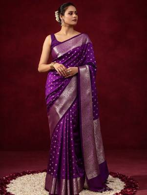 Woven design zari silk blend kanjeevaram saree 1