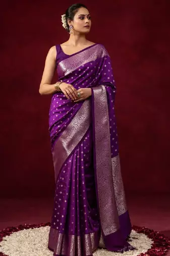 Woven design zari silk blend kanjeevaram saree