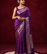 Woven design zari silk blend kanjeevaram saree
