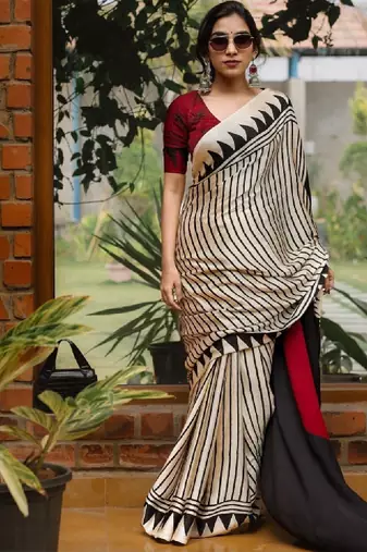 Striped pure crepe kanjeevaram saree