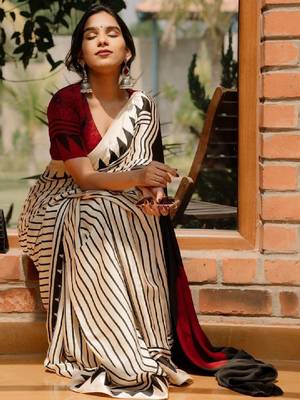 Striped pure crepe kanjeevaram saree 3