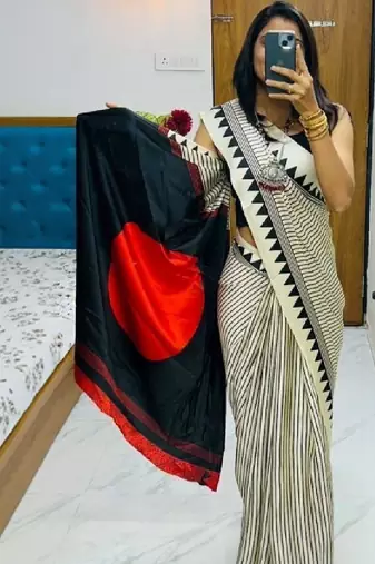 Striped pure crepe kanjeevaram saree