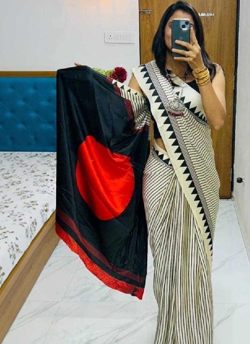 Striped pure crepe kanjeevaram saree