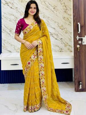 Embroidered pure georgette kanjeevaram saree 1