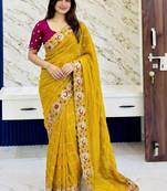 Embroidered pure georgette kanjeevaram saree