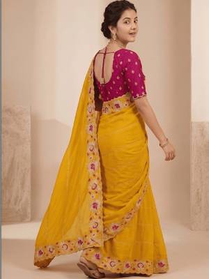 Embroidered pure georgette kanjeevaram saree 4