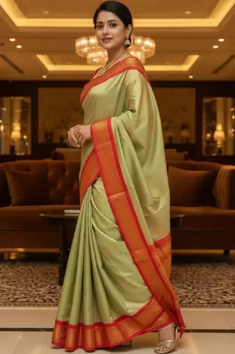 Woven design zari pure cotton kanjeevaram saree