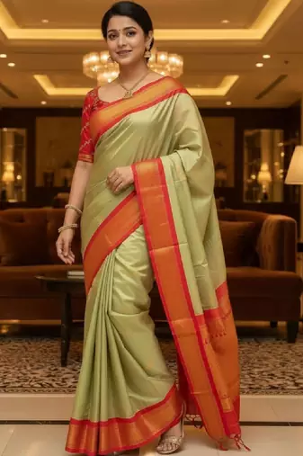 Woven design zari pure cotton kanjeevaram saree