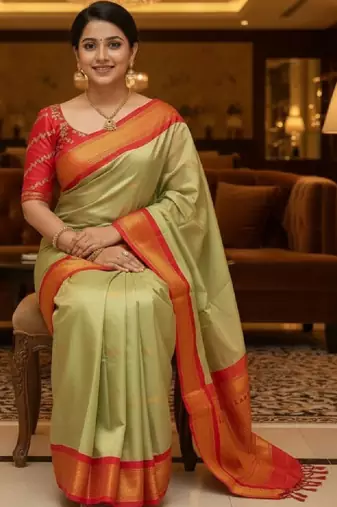 Woven design zari pure cotton kanjeevaram saree