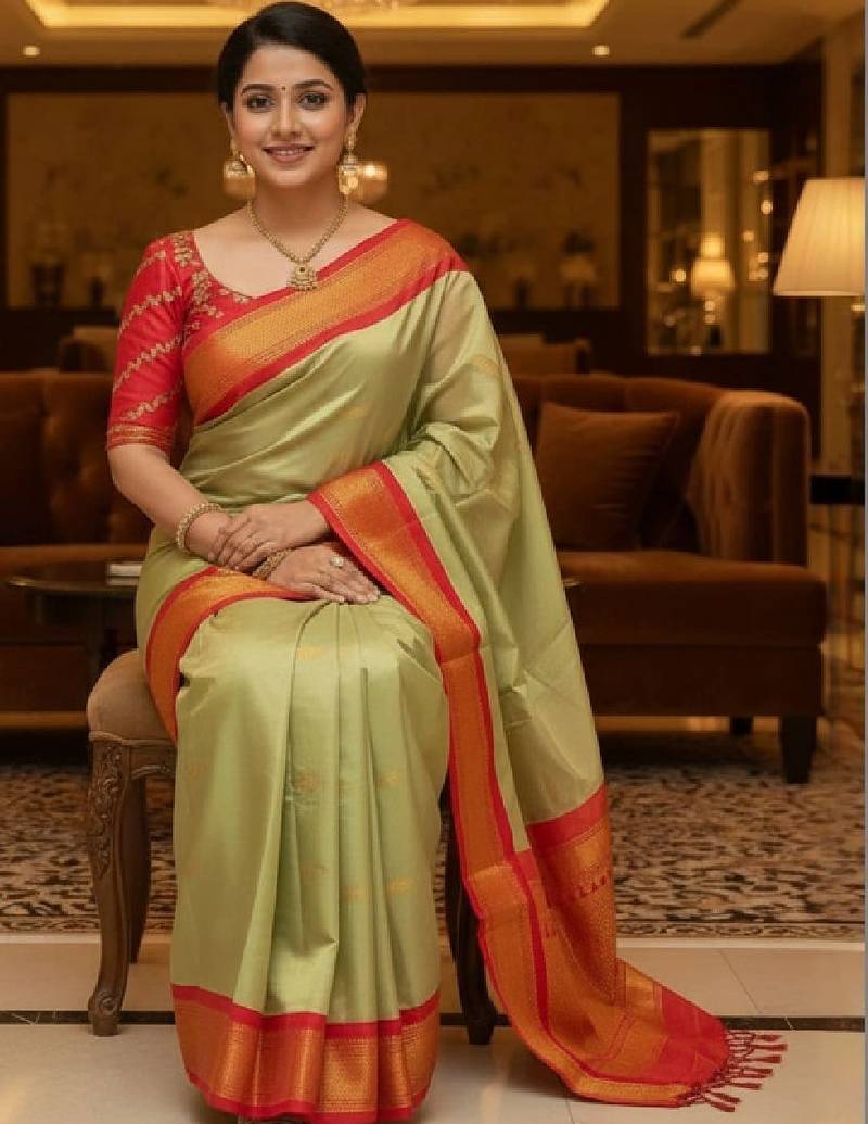 Woven design zari pure cotton kanjeevaram saree