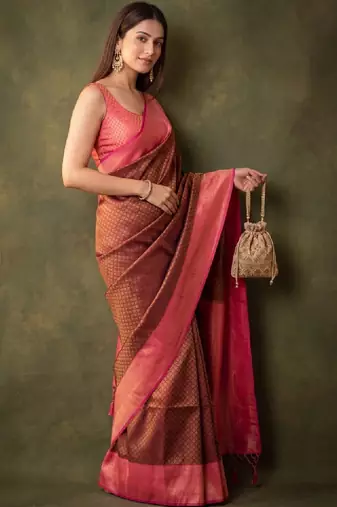 Woven design zari art silk kanjeevaram saree