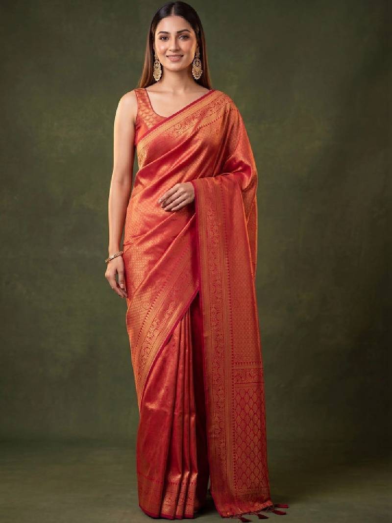 Woven design zari art silk kanjeevaram saree