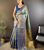 Woven design kanjeevaram sarees with unstitched blouse piece