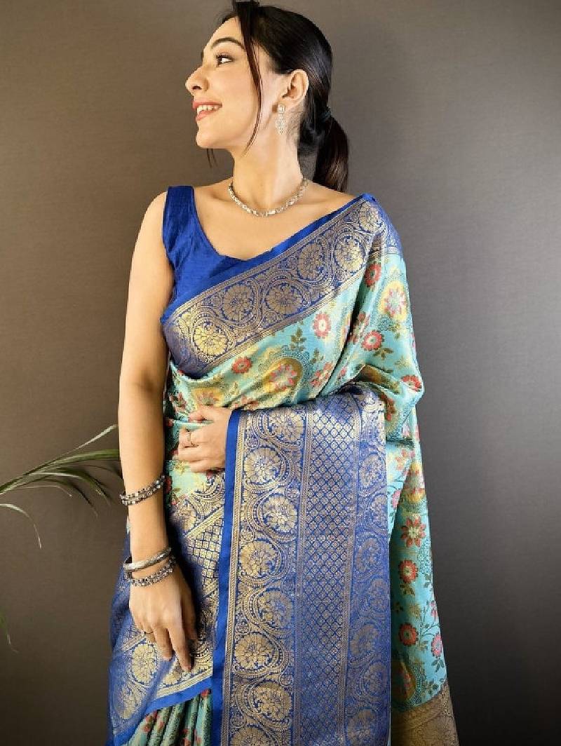 Woven design kanjeevaram sarees with unstitched blouse piece